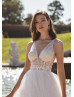 Ivory Sequined Lace Tulle Glitter Wedding Dress